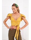 Mustard blouse with ruffles on the shoulders 97300 - Online store - Boutique